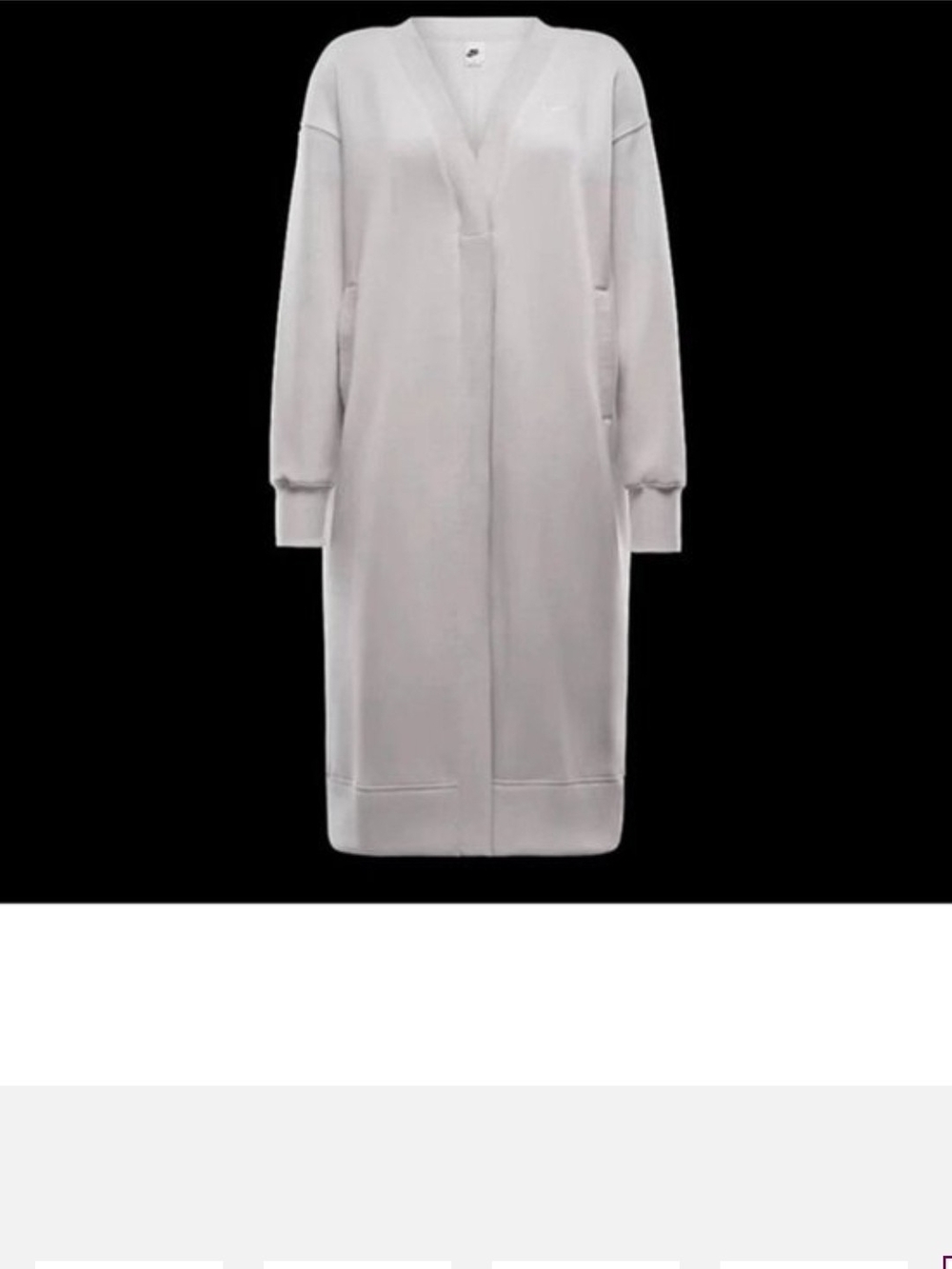 Nike Cream V‑Neck Open Cardigan with Subtle Swoosh